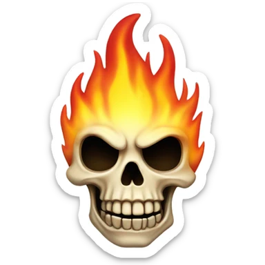 Flaming cartoon skull sticker