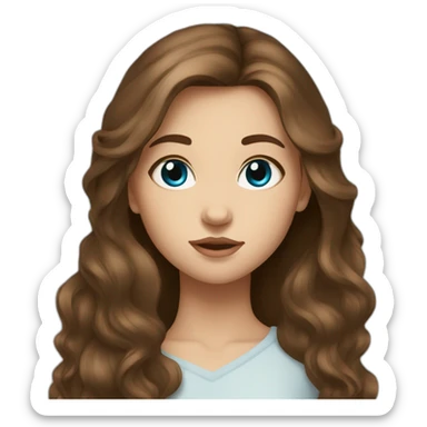 Russian girl bleu eye and long brown hair sticker