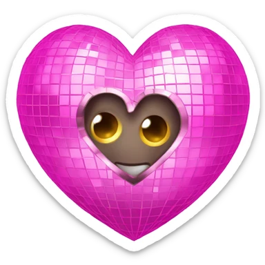 pink disco ball heart sticker