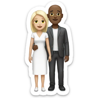 Love interracial couple bald black male blonde female sticker
