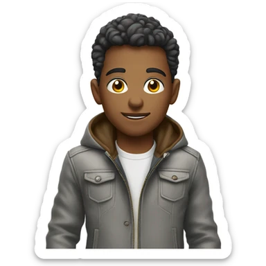 boys fashion in grey jacket with cigar sticker