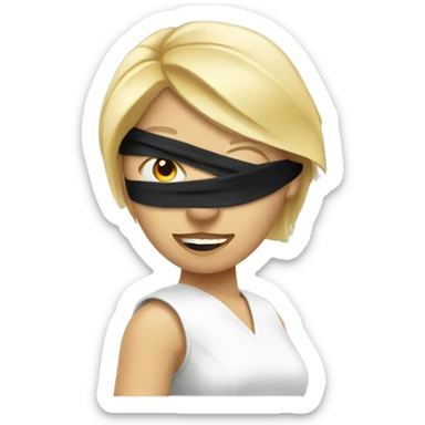 Blond lady with blindfold throwing darts sticker