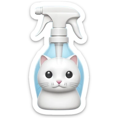 spray bottle with lid shaped like a white cat sticker
