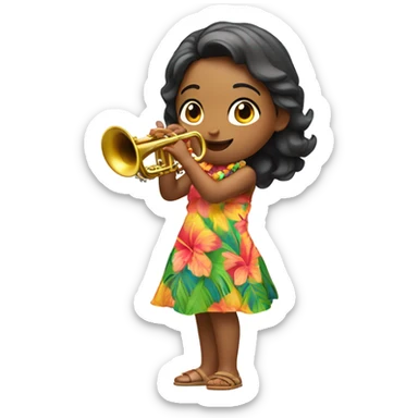 Reveille played by girl in Hawaiian vacation clothes  sticker