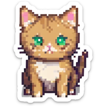 A cute cat emoji in the style of pixel art. sticker