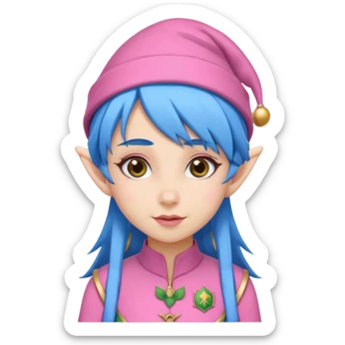 scouts girl elf in pink uniform and hat and blue hair sticker