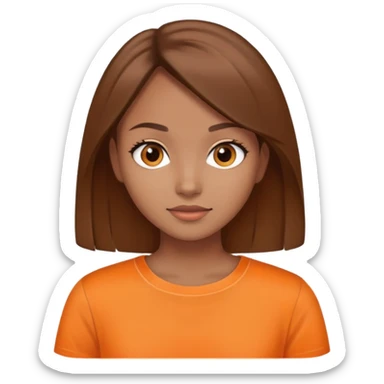 Girl with straight brown hair and light brown skin with orange top  sticker