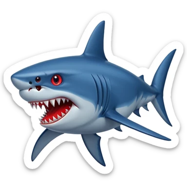 A Giant Dark blue shark with red eyes and sharp fangs sticker