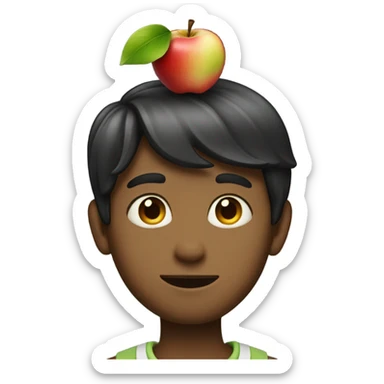 handsome boy with apple on his head sticker