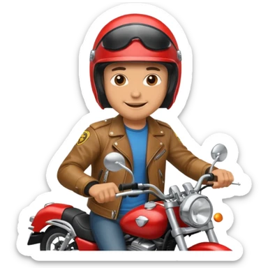 happy man riding a  motorcycle sticker
