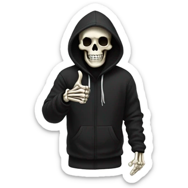 Skeleton in black hoodie thumbs up sticker