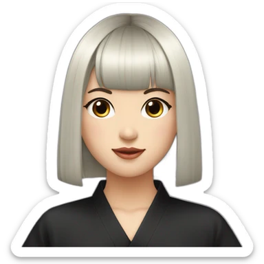 Japonaise jeune cheveux noir avec frange sticker