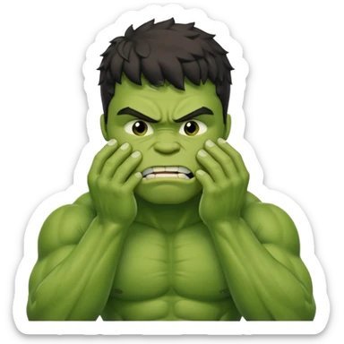 Create a man in a Hulk costume with a hand on his face (disappointment) sticker