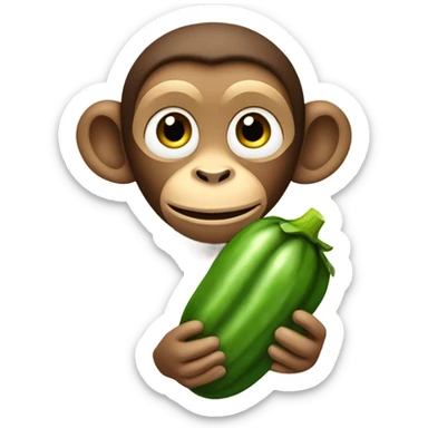 a monkey with a cucumber in hand sticker
