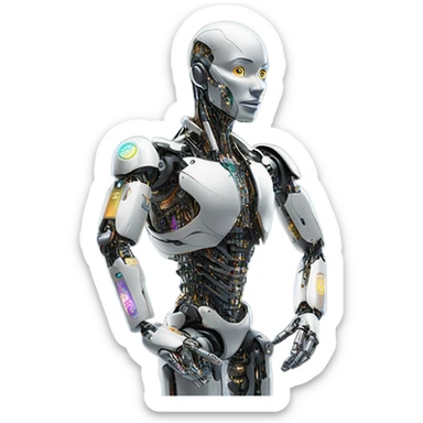 Cyborg doing marketing ads sticker