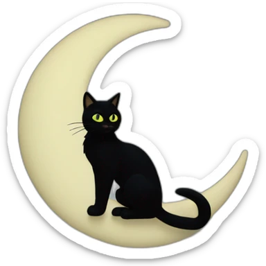 Chat noir sur la lune sticker