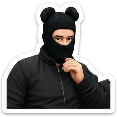 boy in black jacket indoors sticker