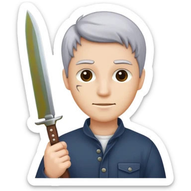 chick holding knive sticker