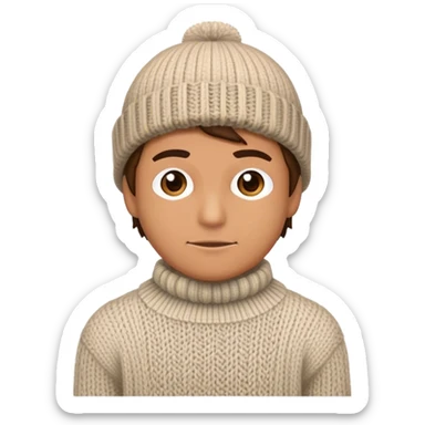 man in wither outfit, sweater and knited hat full scale standing sticker