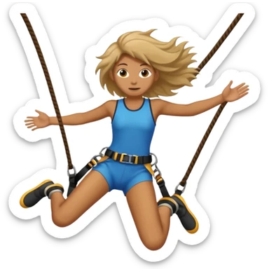 bungee jumping face only with hair flying sticker