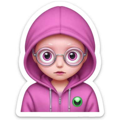 Aliens Pink, hoodie, cute big eyes, glass sticker
