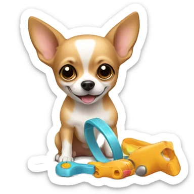 Chihuahua playing with toys  sticker