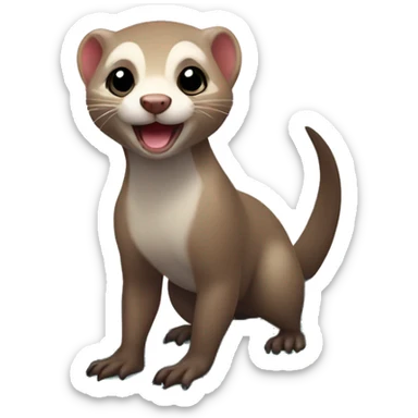 A ferret in swim trunks surfing sticker