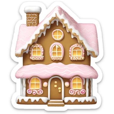 light pink and gold and white gingerbread house sticker