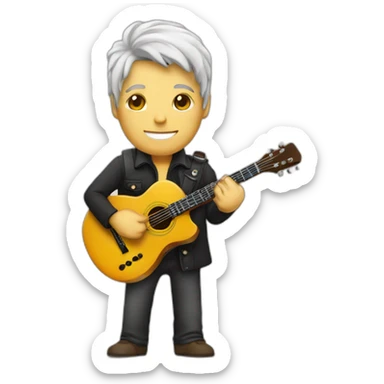 Guitarrista con taza de café sticker