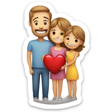 Heart and mom and dad and kids sticker