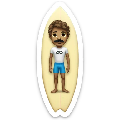 surfer boy with a mustache on a surf board  sticker