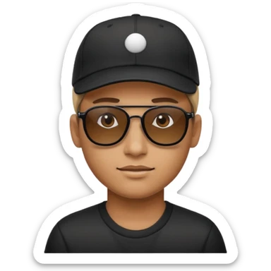 classic sunglasses emoji face with a black baseball cap sticker