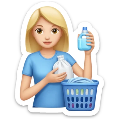 woman holding laundry detergent sticker