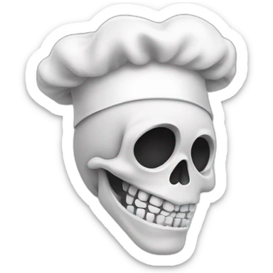 skull with chef hat making kissy face with heart and ok sign sticker