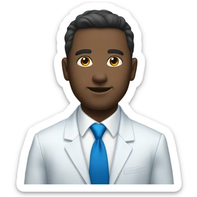 only blue pent coat with white shirt and blue tie without human sticker