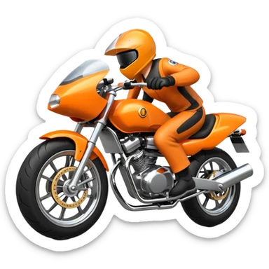 Orange Motorcycle wheelie sticker