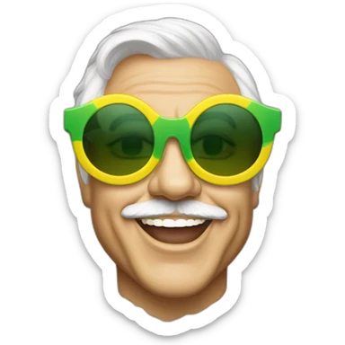 elton john wearing green and yellow patterned oversized sunglasses with scalloped edges for mardi gras sticker