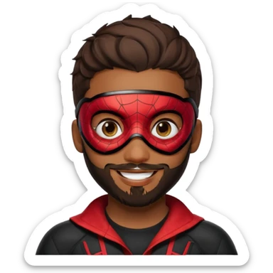 Miles Morales with beard, eye mask, low fade hair cut sticker