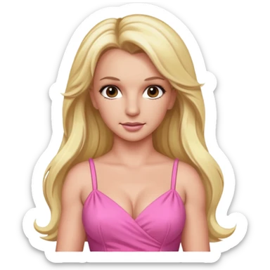 Britney Spears long blonde hair, pink dress sticker