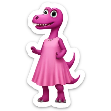 Pink dinosaur in a dress sticker