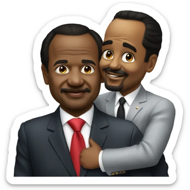 Paul Biya qui fait bisous à un chat sticker