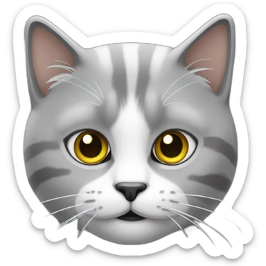 Chat gris et blanc débile sticker