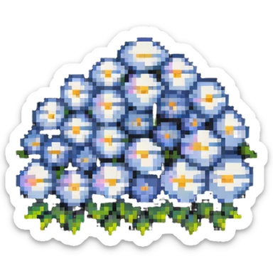 Pixel art cloud made of tiny flower pixels sticker