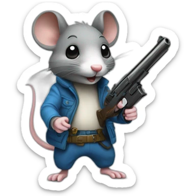 Un rat avec un pistolet sticker