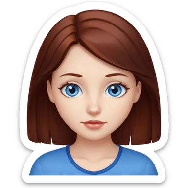 pretty girl with dark reddish brown hair and blue eyes  sticker