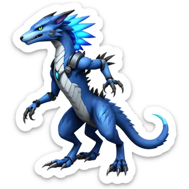 Full body Edgy Anthro Futuristic Mechanical Sergal-raptor-vernid sticker