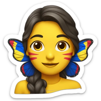 Una mariposa saludando con la bandera de Colombia de fondo sticker