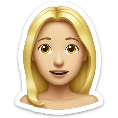 Blond woman from face, levitating had touching her nose sticker