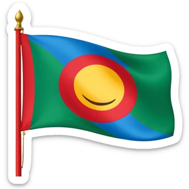 emoji de bandera gitana azul verde y círculo rojo en el centro sticker