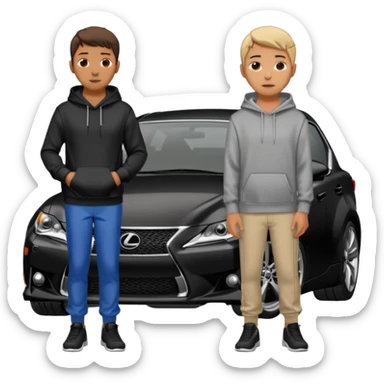 Person in black hoodie standing next to Gray Lexus IS300 f sport car sticker